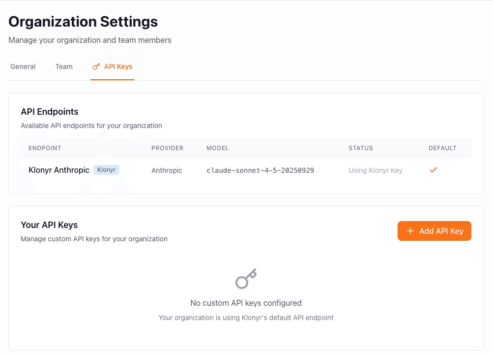 Bring your own API keys